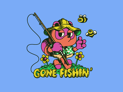 tom nook animal crossing bees fishing flowers gaming illustration new horizons nintendo nook tom