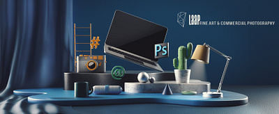 Cover photo for Laap Photography abstract blue camera camera icon camera logo design illustration laptop photography render rendering