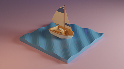 Dream Boat 3d art blender boat cute design dreamy modeling pastel sunset