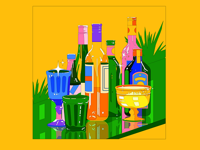 Glitter bar bottles design glass graphic illustration wine