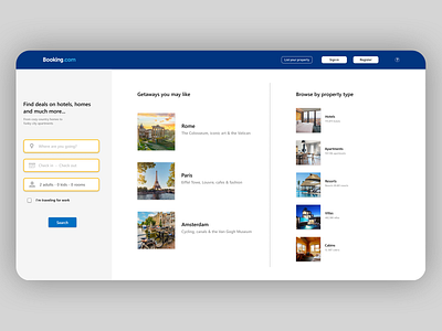 Booking.com Website Redesign adobe adobexd booking booking app booking.com concept design rascal redesign ui ui ux ui design uidesign uiux ux ux design uxdesign web design website concept website design