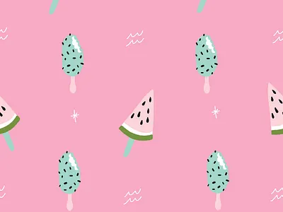 Pink Vector Summer Popsicle Pattern beach cream frozen fun ice pink popsicle summer summertime sun sweets treats watermelon
