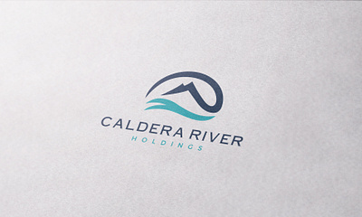 Caldera River coffee bean logo mountain river