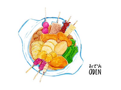 Japanese Food Calendar // Oden culture food food illustration food menu hand drawn handwriting illustration japanese japanese culture japanese food traditional art traditional food travel watercolor