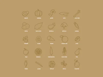 Autumn Fruits & Vegetables Icon Set autumn brasil brazil cookbook eating fall flat flat icon food fruits icon pack iconography icons iconset portuguese print design recipes seasonal seasons vegetable