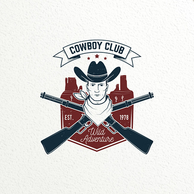 Cowboy Club adventure badge cowboy logo vector vintage wild west