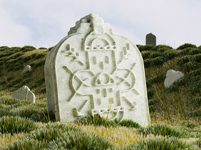 Tombstone 3d all seeing eye c4d cinema 4d eye grass graveyard octane tombstone