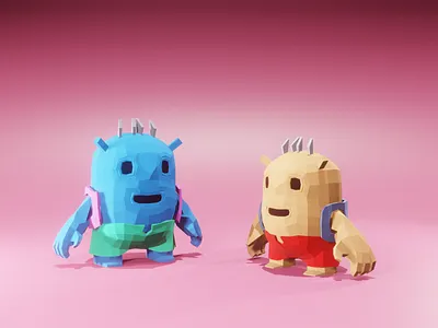 Little Monsters 3d blender character characters game illustration isometric low poly lowpoly monsters render