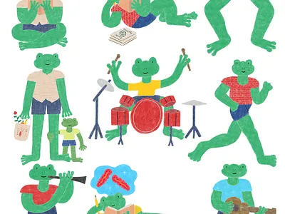 Frogs! character design childrens art drawing frogs illustration illustrator