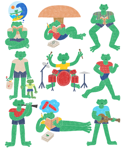 Frogs! character design childrens art drawing frogs illustration illustrator