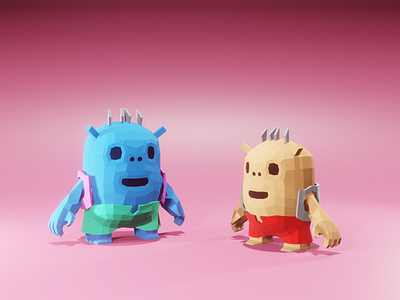 Little Monsters 3d blender character characters game illustration low poly lowpoly monster monsters render renders