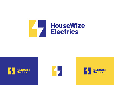 HouseWize Electrics 99designs blue bluelogo brand branding construction identity branding identity design identity designer logo logochallenge logocore logomark mark negativespace smallbusiness spark thunder thunderbolt yellow logo