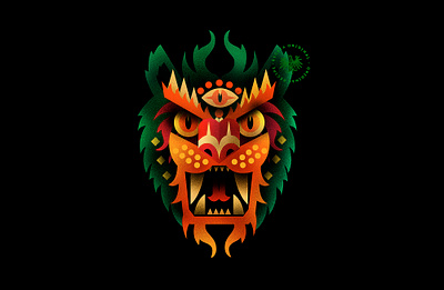 Green Fire Guardian - Brava Hot sauces character character branding character design characterdesign chili chili pepper feline green hot sauce hot suce illustration illustration feline illustration latin america ilustration fire mexico packaging illustration pepper prehispanic prehispanic illustration red hot chili peppers