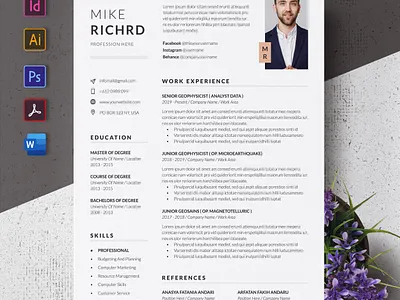 Modern Resume / CV Template a4 best resume best shot cover letter curriculum vitae cv cv design job job application print resume resume template resume word