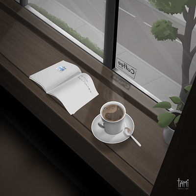 Illustration- My Favorite Coffee Shop art direction artist artwork coffee cup diary environment illustration shop window