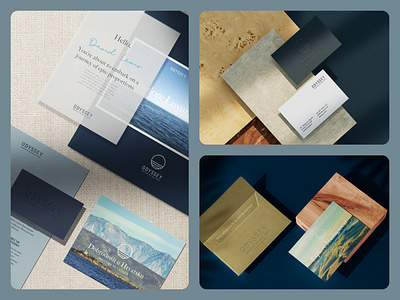 Odyssey Branding Stationery adventure boutique hotel brand identity branding business cards horizon hotel landscape logo logo design luxury ocean visual design