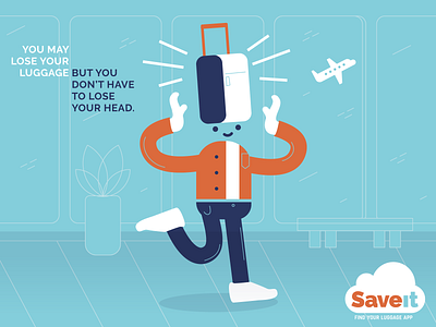 Don't lose your head! character cloud illustration illustrator luggage travel vector