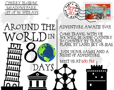 Post Card Event Invite cartoon cartooning design earth event event flyer illustration invite invites postcard vectors world