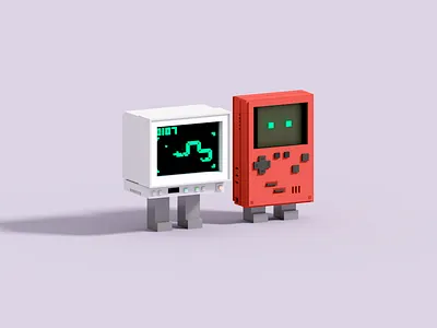 Games 3d computer game gameboy gameboy color illustration render voxel voxelart