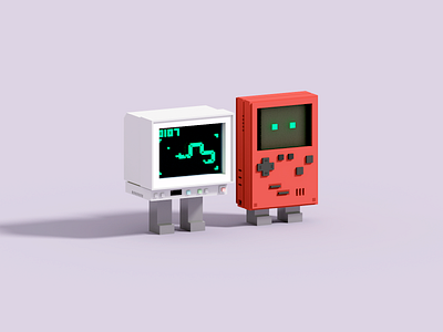 Games 3d computer game gameboy gameboy color illustration render voxel voxelart