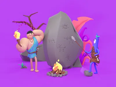Stone Age 3d c4d character characterdesign characters color colorful illustration octane stoneage
