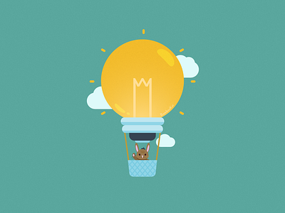 Lightbulb Hot Air Balloon 2d affinity designer bunny children clouds cute flat illustration hot air balloon idea ilustration lightbulb rabbit vector