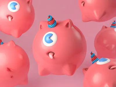 cute monster 3d c4d concept creature cute monster pink unicorn