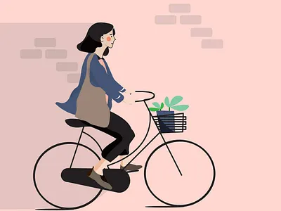 Bike around the city digital illustration illustrator