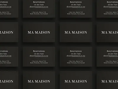 Ma Maison akaroa brand development businesscard letterpress logo restaurant