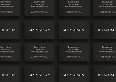 Ma Maison akaroa brand development businesscard letterpress logo restaurant