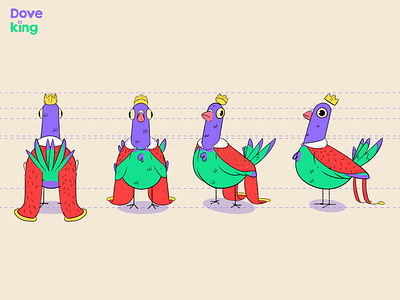 Dove king (Character design) character character design characterdesign characters color digitalart dove flat ilustration ilustration design modelsheet pigeon