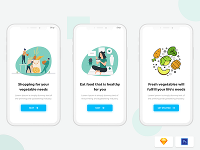 Onboarding healthy food app - freebies android app design food app freebies illustration ios onboarding ui ui ux ux