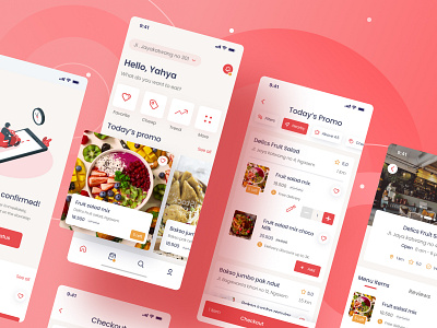 Fooder [FREEBIES] android app app branding clean delivery app design flat food food and drink food app food delivery app freebies fresh minimal pink promo restaurant app simple ui ux