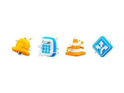 Notification 3D icons 3d 3d art alarm alert alexa asset balls calendar direction dong graphic icon notification pack ring road set time ui vlc