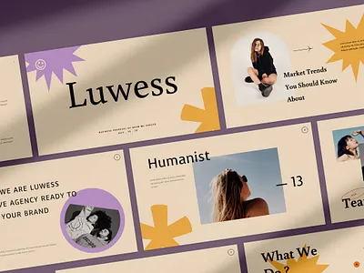 Luwess - Creative Presentation Template branding colours google slides graphic design keynote presentation keynote template layout design minimal moodboard pitch deck pop powerpoint presentation design presentation template ui design ui ux