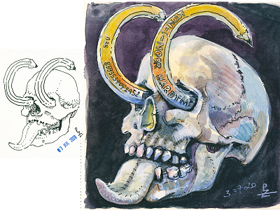 Crazy one ✏️💀✏️ apparel design character editorial illustration fountain pen fun drawing hand drawn skull art skull with pencil skullyjuly skullyjuly7 sticker design watercolor illustration watercolour