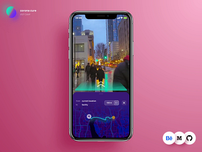 Navigation | coronacure animation app case study corona covid dailyui dark design freelance health home illustration interaction location map navigation product ui ux vaccine