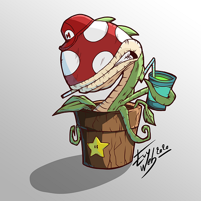 Fanart Pirhana plant from Mario 2d character digital drawing fanart game illustration mario pirhana plant plant