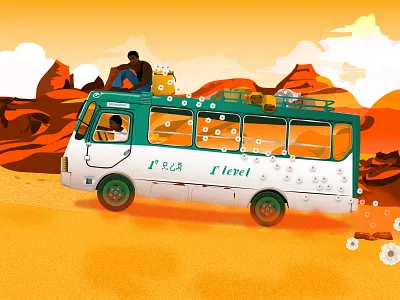 Basi - Bus african art bus character design design illustration illustrator mountains road trip scenery vector