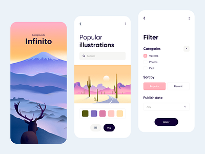 Mobile App - Infinito app clean colors design illustration minimal mobile mobile app design ui ux