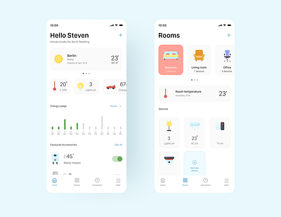 Smart home app application design device flat minimal mobile app design smart smarthome ui ux