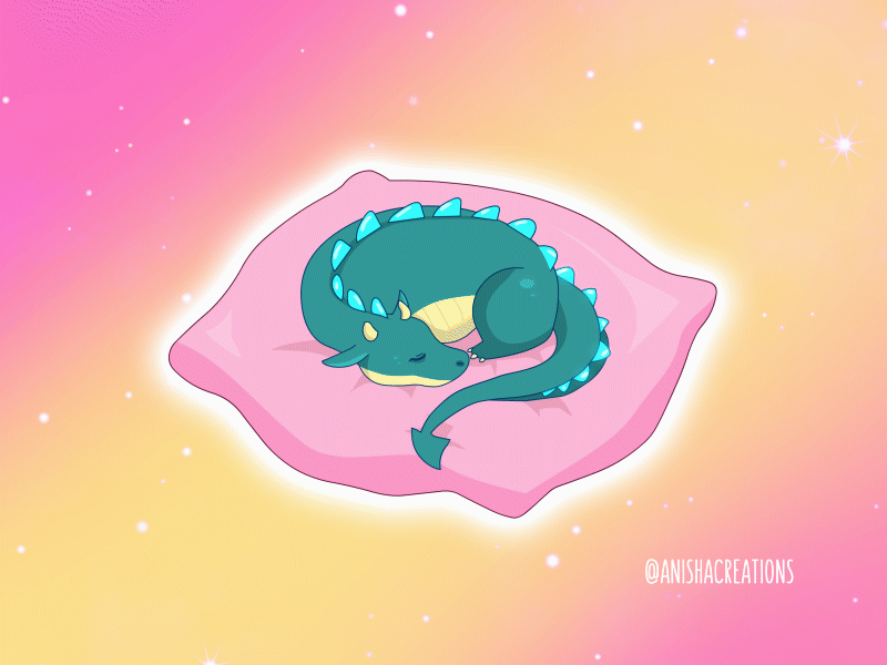 Baby Dragon after effects animation animation 2d art cartoons character cute design dragon fantasy illustration kawaii nap sleep sleepy