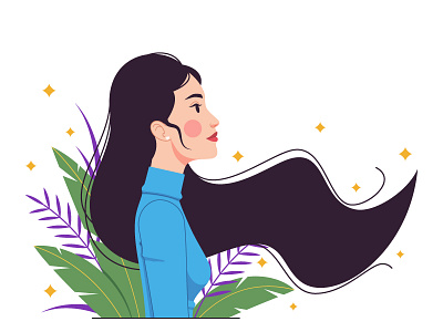 Asian woman asian woman beauty character character design composition design digital art fashion fashion illustration girl graphic illustration jungle long hair minimalism minimalist composition vector vogue woman