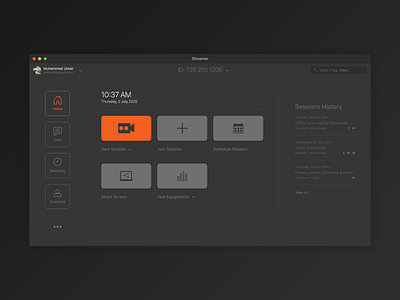 Video Session Web App UI dark ui meeting app streaming app video app video conferencing app video streaming web app design