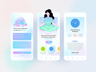 Mental Health Application android app application branding color design gradient illustration illustrations ios meditation mental disorder mental health mental health awareness mobile mobile ui trendy ui ux web website