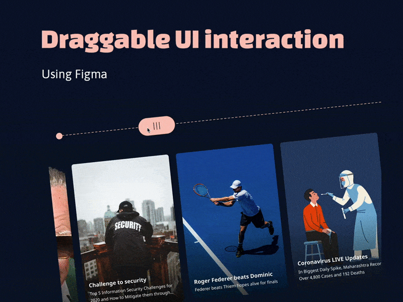 Draggable Cards animation figma figma tutorial interaction landing page minimal news prototype scroll animation trending tutorial tutorial animation ui ui design