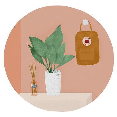 Quentin advertisement art backpack branding cartoon create flyer illustration minimalism minimalist plant plants procreate realism still life