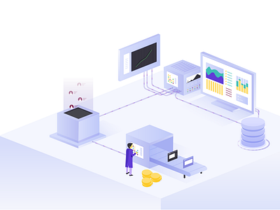 Testing a b testing analysis concept customer dailyui data design desktop graphic design illustration illustrator isometric machines money servers testing ui vector web website