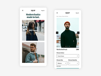 Equip Mobile brand identity branding clothing design e commerce fashion figma minimal mobile typography ui ui design web webdesign website