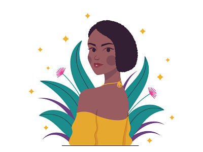 African woman african beauty cartoon celebrity character design composition dark skin fashion illustration garden girl illustration minimalism minimalist design posing posture vector vogue woman